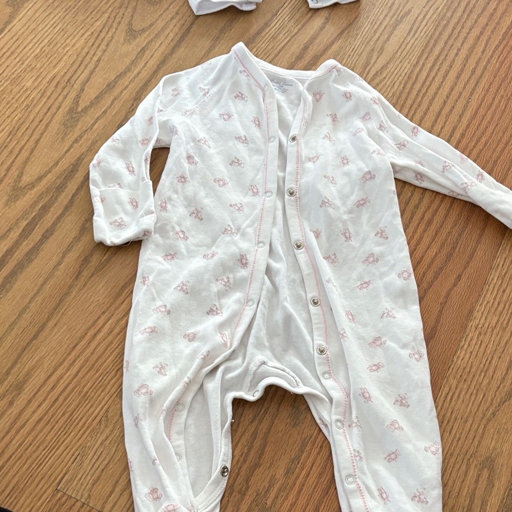 Polo by Ralph Lauren White and Pink Footie